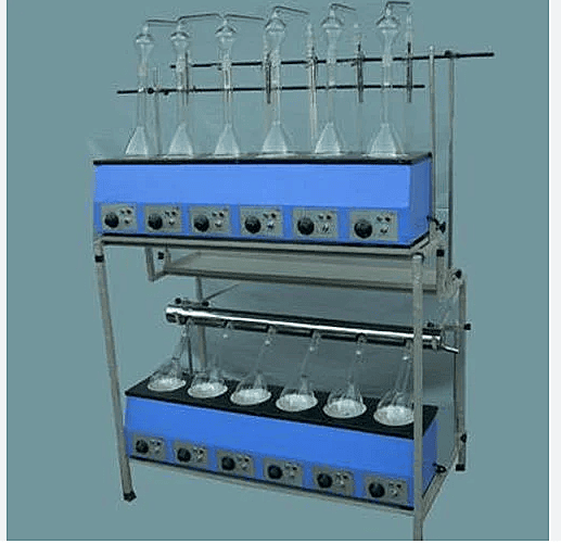 Kjeldhal Distillation Unit on stand with heating arrangement and quartz tube heater