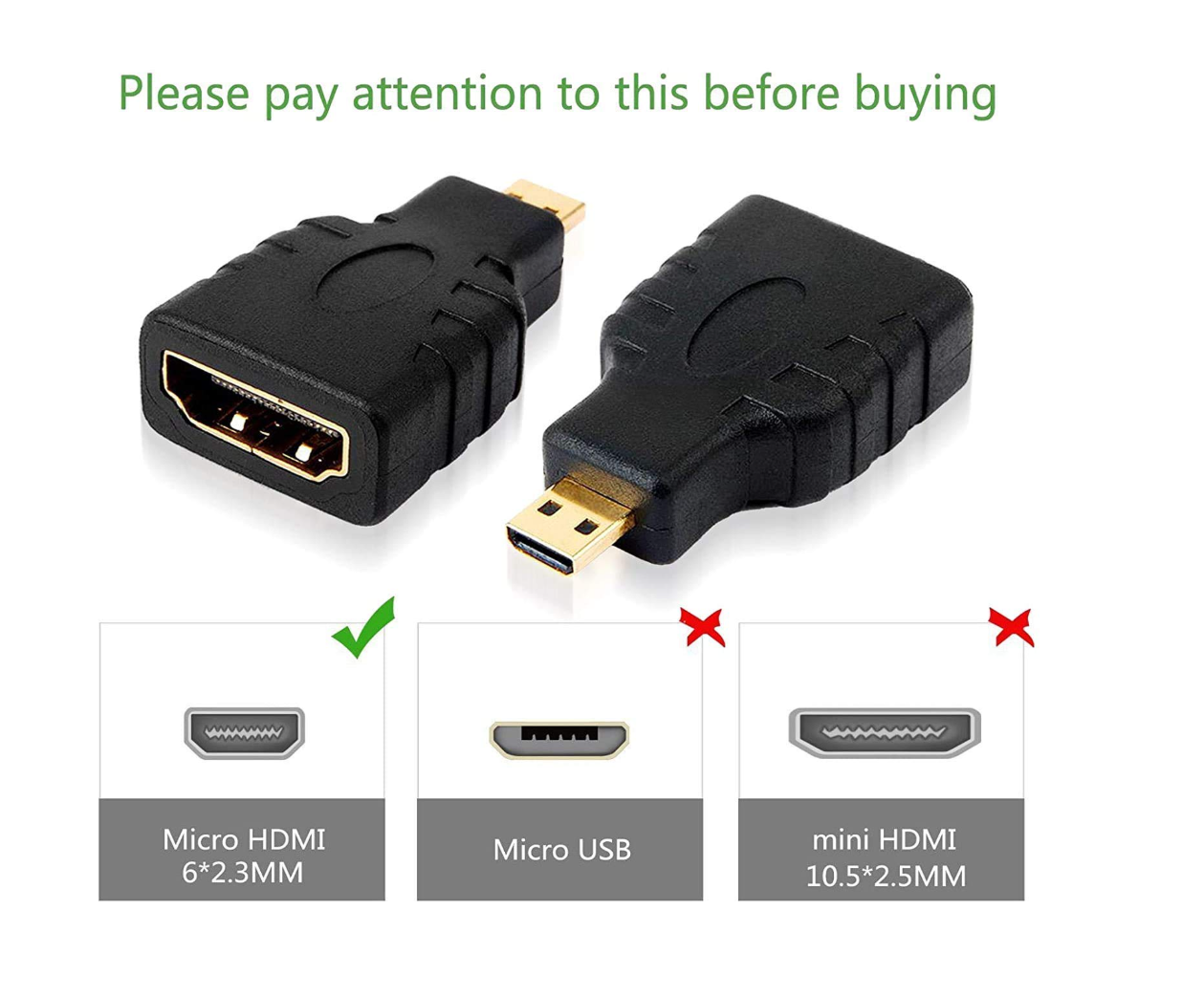 Micro HDMI Male to Standard HDMI Female Adapter for Raspberry Pi