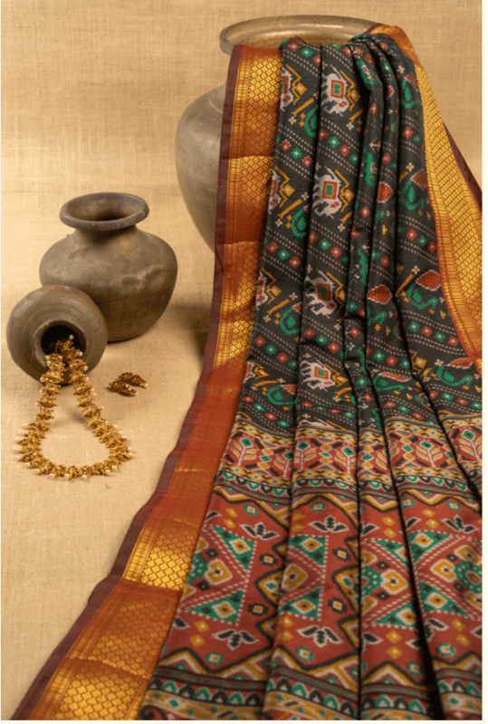 BLACK ART SILK PATOLA PRINT