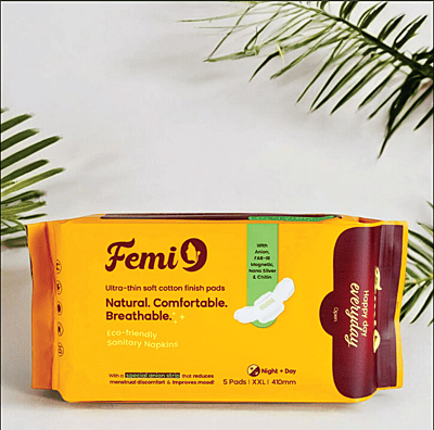 Femi9 Anion Sanitary Napkins 410mm XXL (5 Pads) â Cotton Soft, Heavy Flow Protection Femi9 Anion Sanitary Napkins 410mm XXL (5 Pads) â Cotton Soft, Heavy Flow Protection
