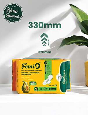 New Upgraded Femi9 Sanitary Pads 330mm XL â 9-Layer Day & Night Protection (9 Pads) New Upgraded Femi9 Sanitary Pads 330mm XL â 9-Layer Day & Night Protection (9 Pads)