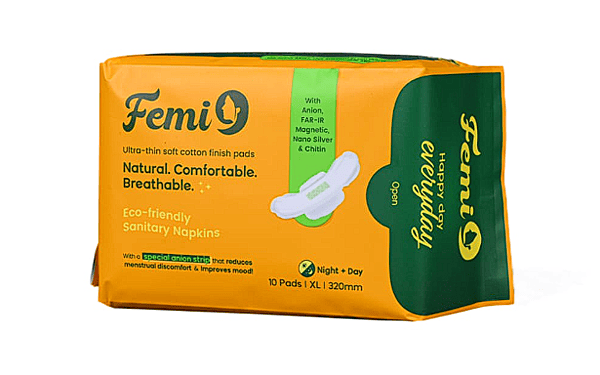 Femi9 Anion Sanitary Napkins 320mm XL – Cotton Soft, Leak-Proof Protection (10 Pads)