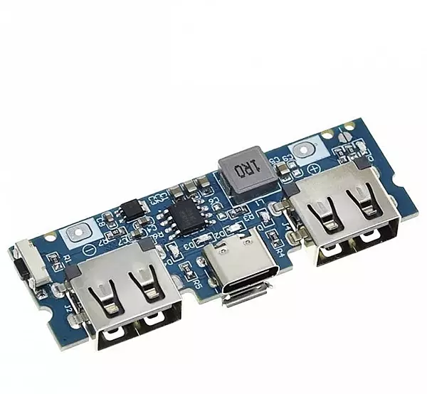 Dual USB 5V 2.4A Power Bank For Lithium Battery With Type-C & Micro USB