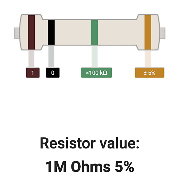 1M Ohm Carbon Film Through Hole Resistor