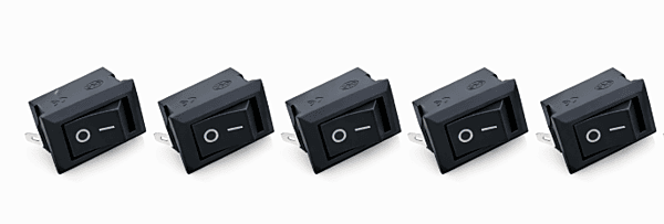 2 Pin 3A SPST High Quality Rocker ON/OFF Switch (Pack of 5) 2 Pin 3A SPST High Quality Rocker ON/OFF Switch (Pack of 5)