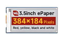 3.5inch E-Paper Display (G), E-Ink Display, 384 × 184 Pixels, Red/Yellow/Black/White, SPI Interface