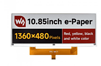 10.85inch e-Paper display (G), e-ink display, 1360x480, Red/Yellow/Black/White, SPI Interface,The raw display only
