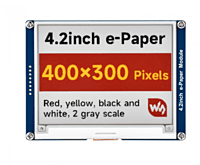 4.2inch e-Paper display (G), e-ink display, 400x300, Red/Yellow/Black/White, SPI Interface,with driver board