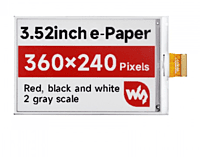 3.52inch E-Paper Display (B), E-Ink Display, 360x240, Red/Black/White, SPI Interface,The raw display only