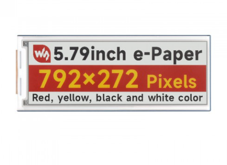 5.79inch e-Paper display (G), e-ink display, 792x272, Red/Yellow/Black/White, SPI Interface,with driver board
