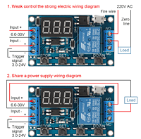 6-30V 1-Channel Power Relay Module with Adjustable Timing Cycle