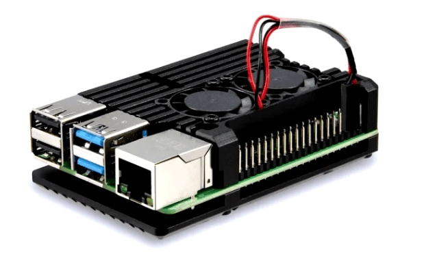 Aluminum Heat Sink Case with Double Fans for Raspberry Pi 4B – Black