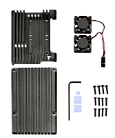 Aluminum Heat Sink Case with Double Fans for Raspberry Pi 4B – Black