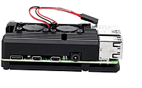 Aluminum Heat Sink Case with Double Fans for Raspberry Pi 4B – Black