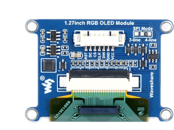 1.27inch RGB OLED Display Module, 128×96 Resolution, 262K Colors, SPI Interface