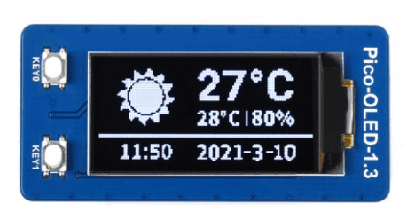 1.3inch OLED Display Module for Raspberry Pi Pico, 64×128, SPI/I2C