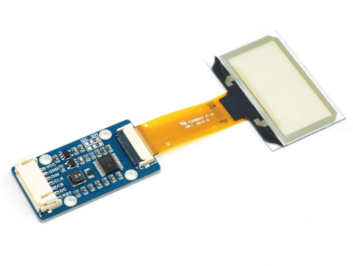 1.51inch Transparent OLED, 128×64 Resolution, SPI/I2C Interfaces, light blue color display
