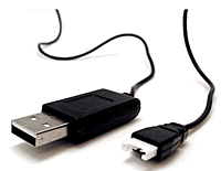 Black 3.7V LiPo battery USB charger cable for RC drones