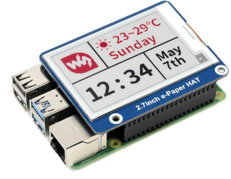 2.7inch e-Paper e-Ink Display HAT (B) For Raspberry Pi, 264×176