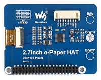 2.7inch e-Paper e-Ink Display HAT (B) For Raspberry Pi, 264×176