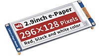 2.9inch E-Paper E-Ink Display Module (B), 296×128, Red  Black White, SPI