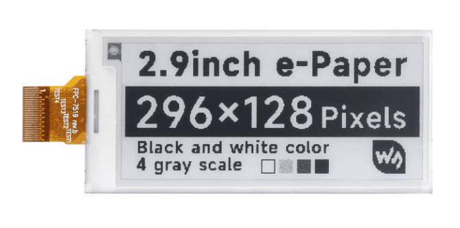 296x128, 2.9inch E-Ink raw display panel