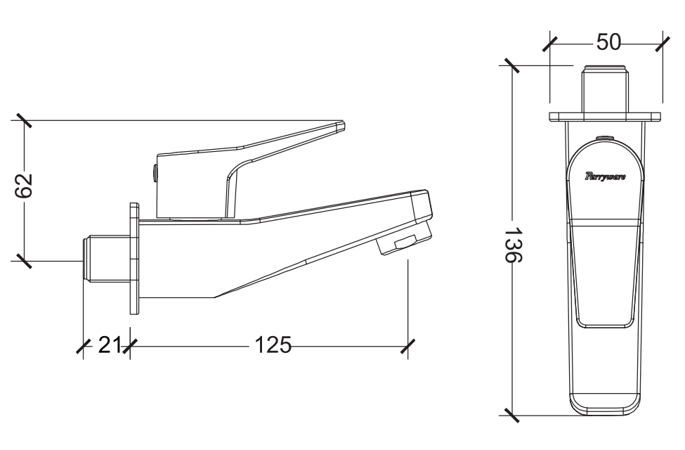 Aqua Wall Mounted Long Body Bib Cock