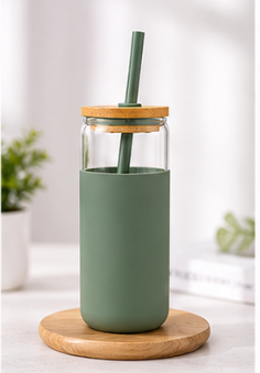 Glass Tumbler With Straw