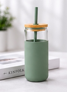 Glass Tumbler With Straw