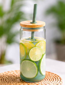 Glass Tumbler With Straw