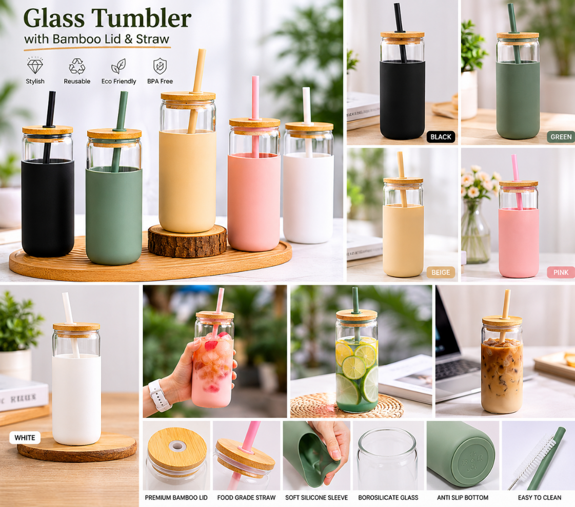 Glass Tumbler With Straw