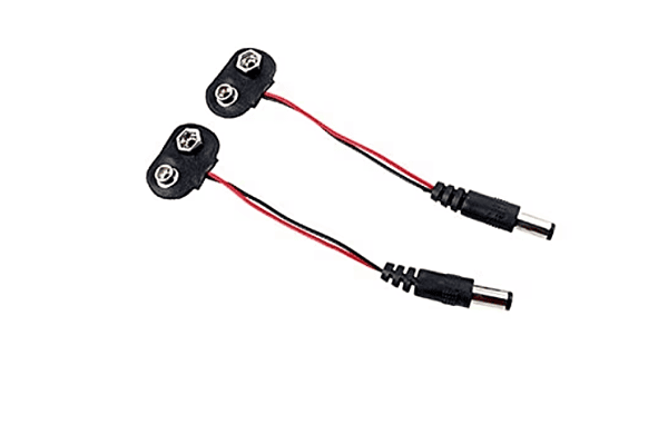 9V Battery Snap Connector with DC Jack (Male Barrel Plug, 5.5mm × 2.1mm) – Battery Connector Cap for Arduino & DIY Projects