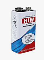 Hi-Watt 9V Zinc Carbon Battery (6F22 / PP3) – Non-Rechargeable, Long Life, for Arduino, Multimeter & DIY Projects