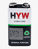 Hi-Watt 9V Zinc Carbon Battery (6F22 / PP3) – Non-Rechargeable, Long Life, for Arduino, Multimeter & DIY Projects