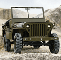 Leaf spring suspension articulation view on FMS Model 1:6 1941 MB Scaler RS Green