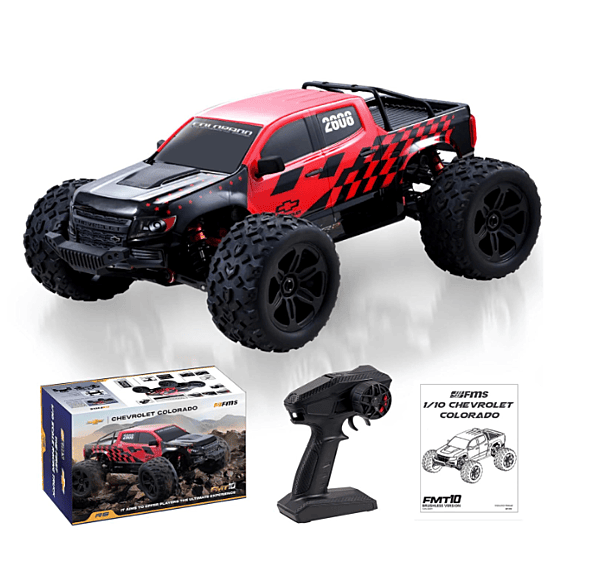 FMS Model 1: 10 Chevrolet Colorado 4x4 RS RED/BLACK front view on dirt track