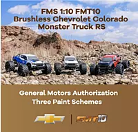 FMS Model 1: 10 Chevrolet Colorado 4x4 RS RED/BLACK metal chassis plate and CNC shock towers