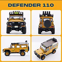 FMS Model 1: 10 FCX10 Land Rover Defender RS Yellow roof rack snorkel and scale accessory detail