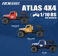 FMS Model 1: 10 Atlas 4x4 RS Orange side view on outdoor forest trail