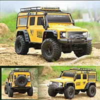 Included 2.4GHz transmitter and 2S LiPo battery for FMS Discovery Yellow