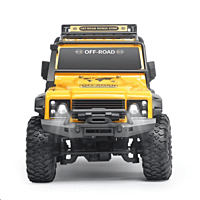 Side profile view of FMS 1/24 Land Rover Discovery yellow micro trail truck