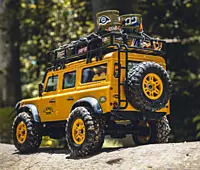 High-torque 050 motor and drivetrain on FMS Model 1:24 Land Rover Defender 90 RTR Yellow