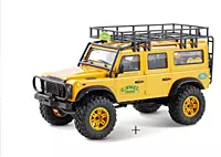 FMS Model 1:24 Land Rover Defender 90 RTR Yellow (FMS-RCC-2276) front grille and LED headlight view