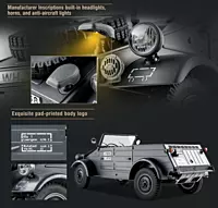 Opening doors and scale canvas interior of FMS Model 1:12 Type82 Kubelwagen RTR Gray