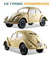 Rear engine hatch open showing flat four engine in FMS Model 1:12 Kommandeurwagen Beetle RTR Yellow