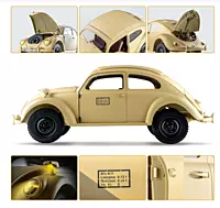 Opening doors and scale interior of FMS Model 1:12 Kommandeurwagen Beetle RTR Yellow