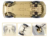 Rear portal axle assembly on FMS Model 1:12 Kommandeurwagen Beetle RTR Yellow