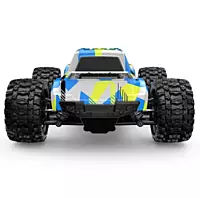 FMS Model 1: 10 Atlas 4x4 RS Blue front angle showing heavy-duty bumper and grille