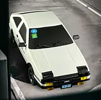 LDRC Model A86 1/18 scale white Trueno replica side profile showing classic panda styling