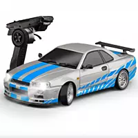 LDRC Model A99 performing an indoor desktop drift angle with gyro stabilization active
